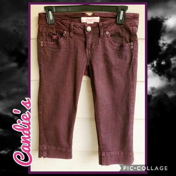 Candie's Pants - Candie's Acid-Wash Burgundy Denim Bermuda Shorts